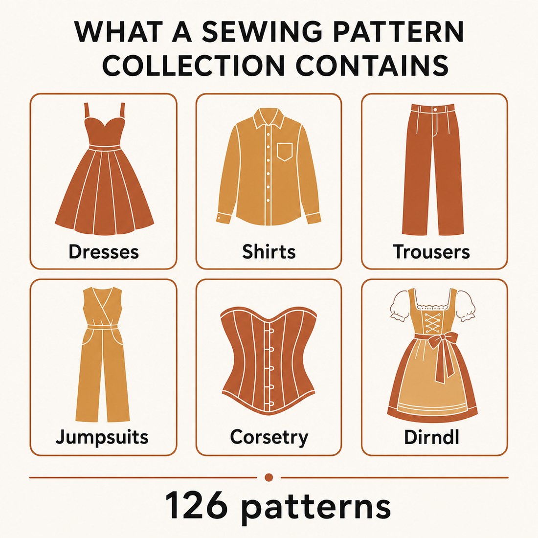 What is in the collection: dresses, shirts, trousers, corsetry, dirndl