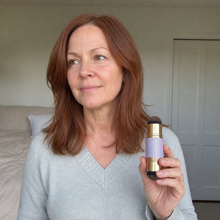 A customer holding the touch-up stick