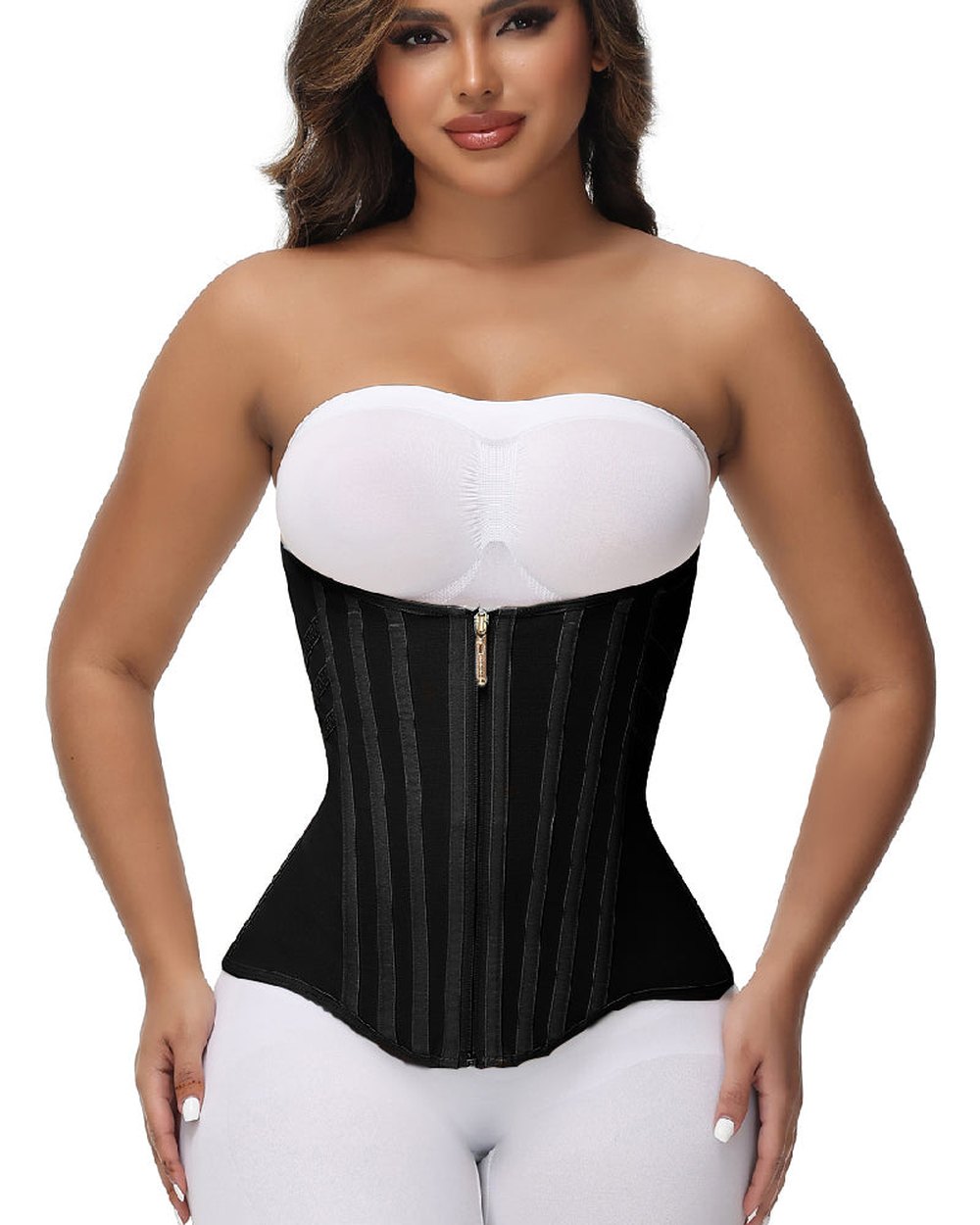 The corset worn, in Black