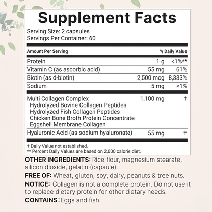 Multi Collagen Peptides Complex supplement facts panel