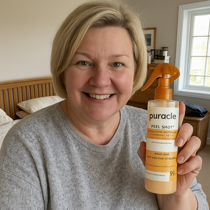 Customer holding the Puracle Kojic Acid Spray