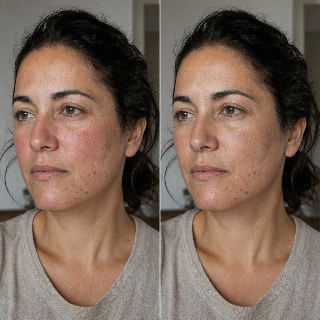 At the start and with use - flush settling while the marks along the jaw stay
