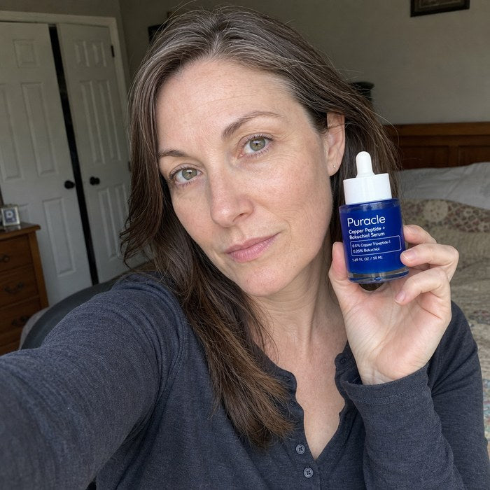 A customer holding the bottle