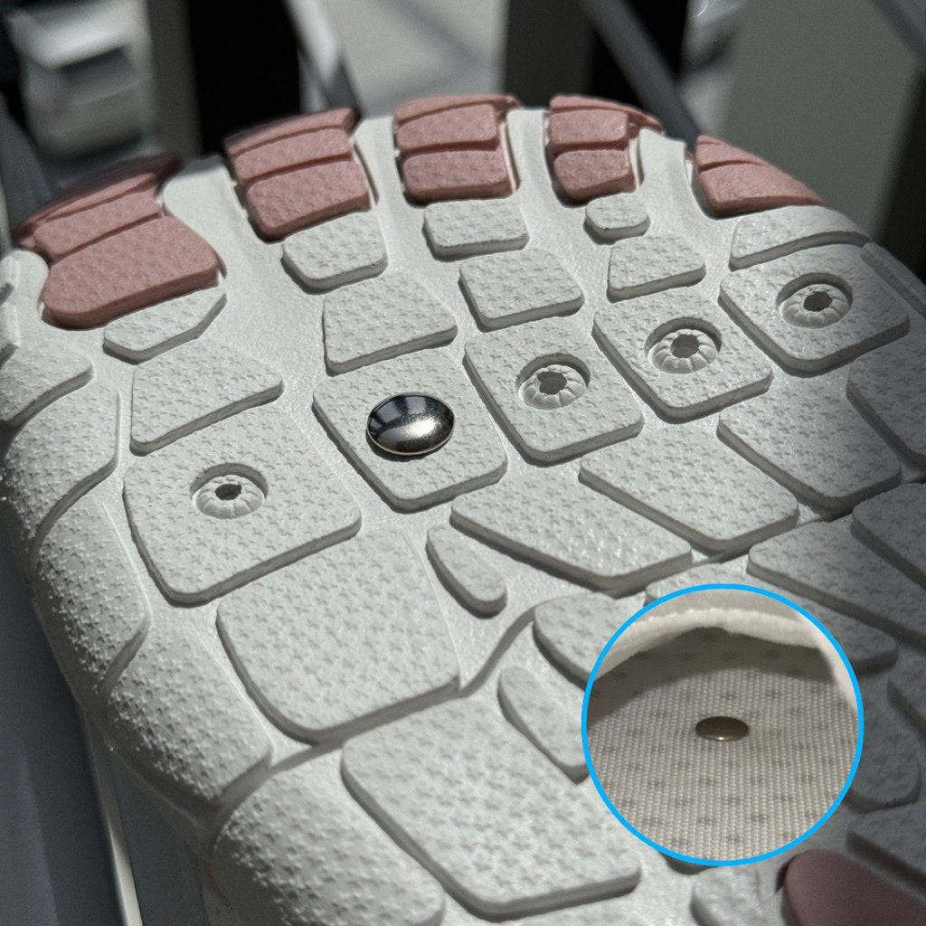 The copper stud set through the outsole