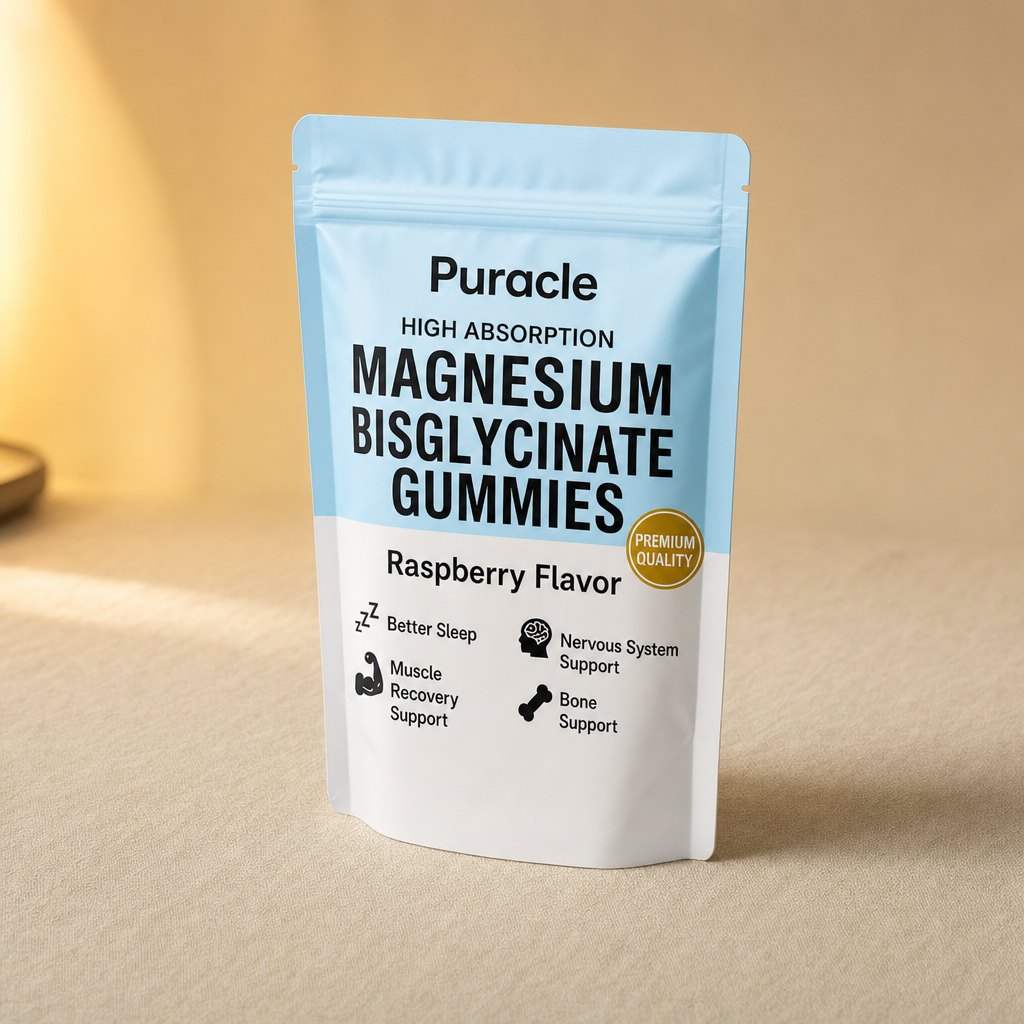Magnesium bisglycinate gummies pouch, raspberry, 60 count