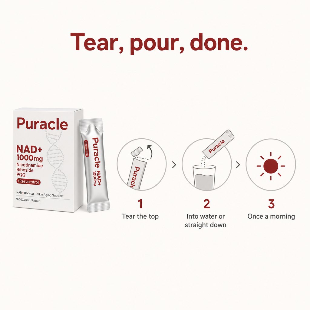 Tear the top, into water, once a morning