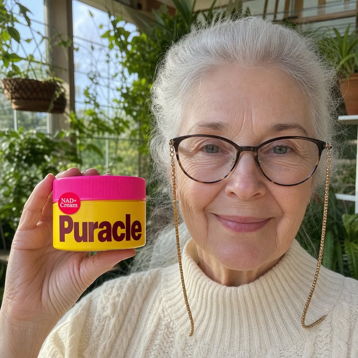 A customer holding the pouch