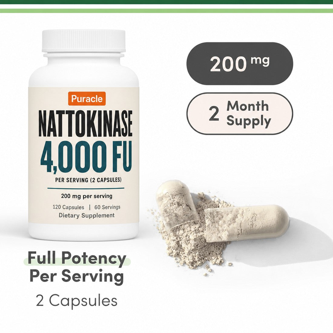 Puracle Nattokinase 4,000 FU — Per Serving, Not Per Bottle