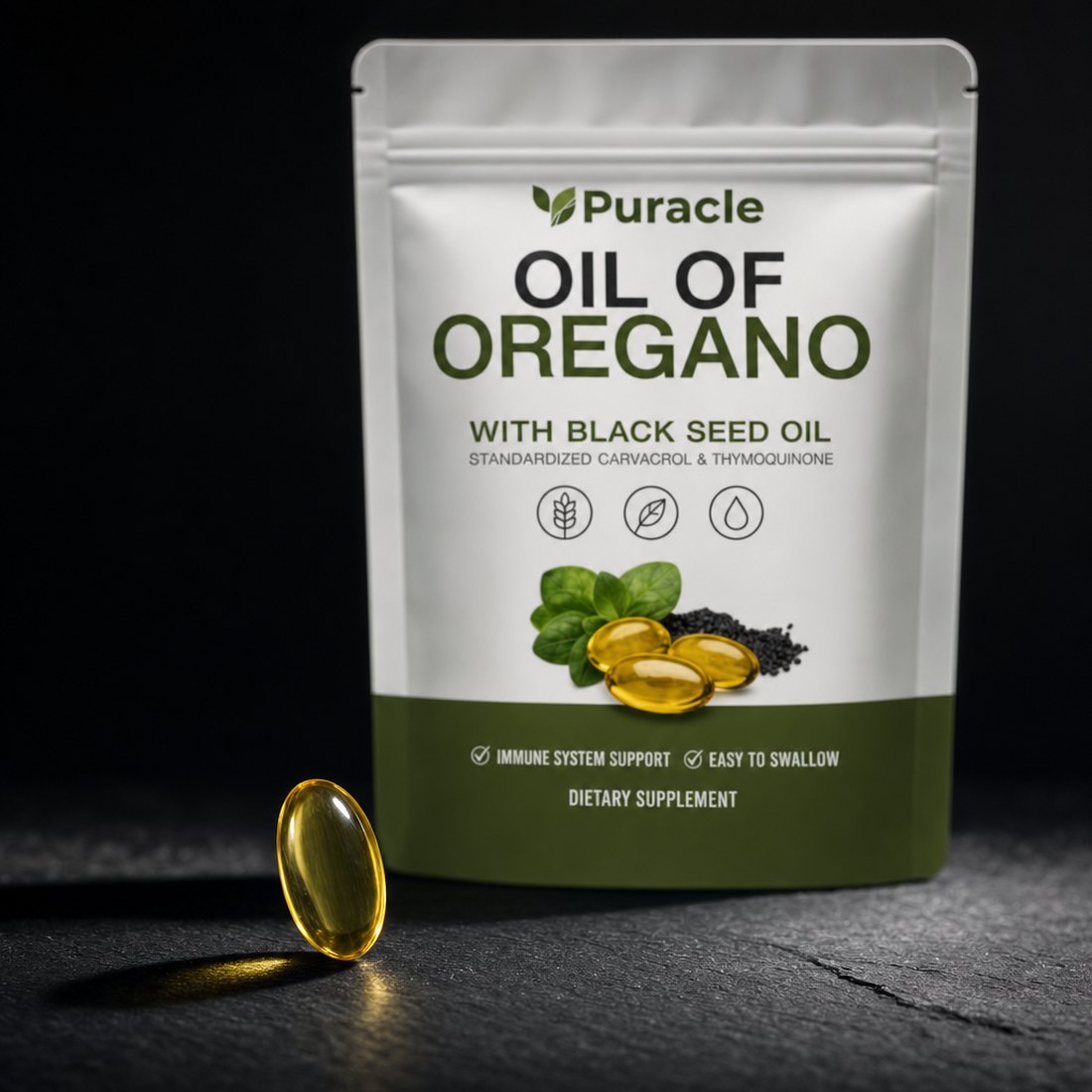 Puracle Oil of Oregano with Black Seed Oil