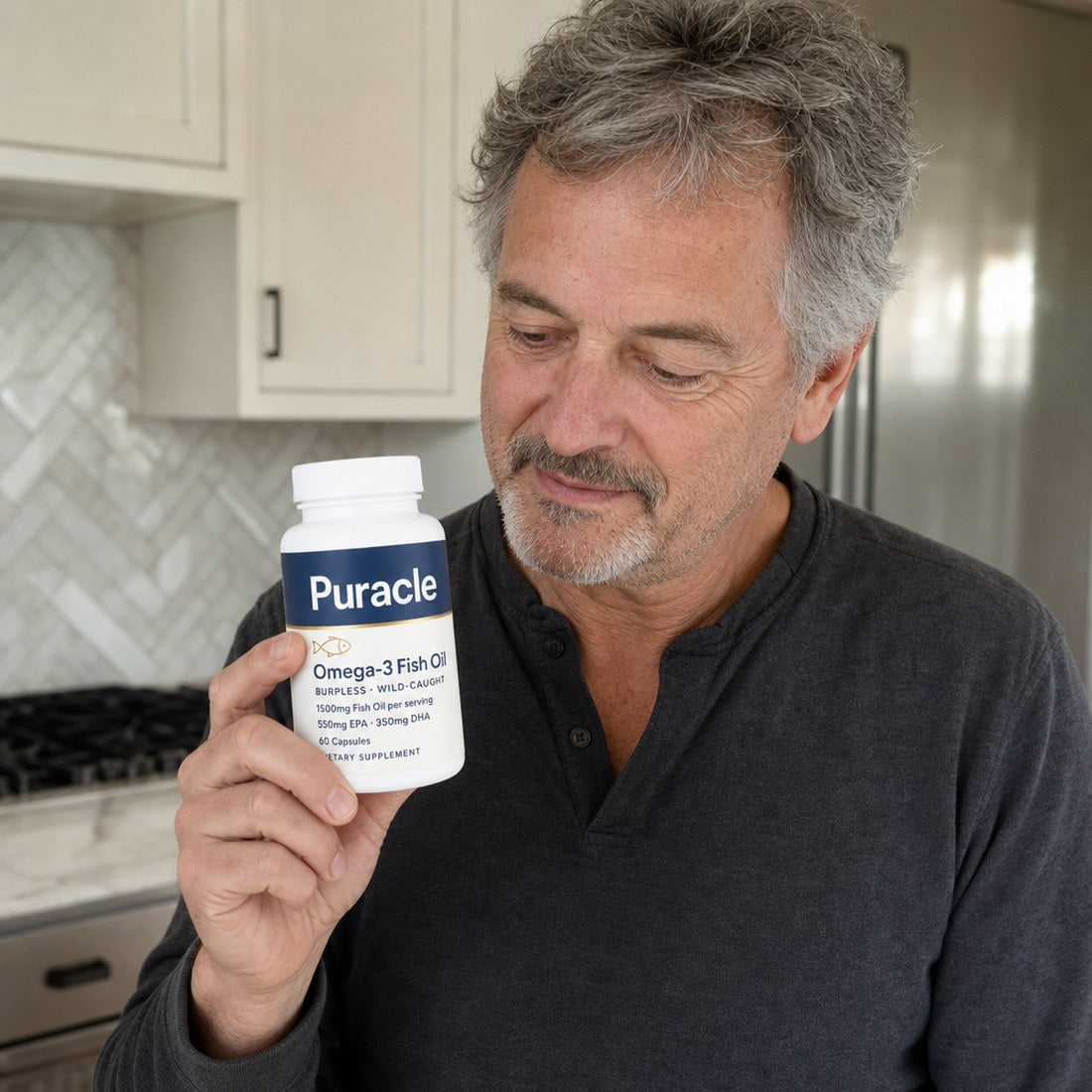 A customer holding the bottle
