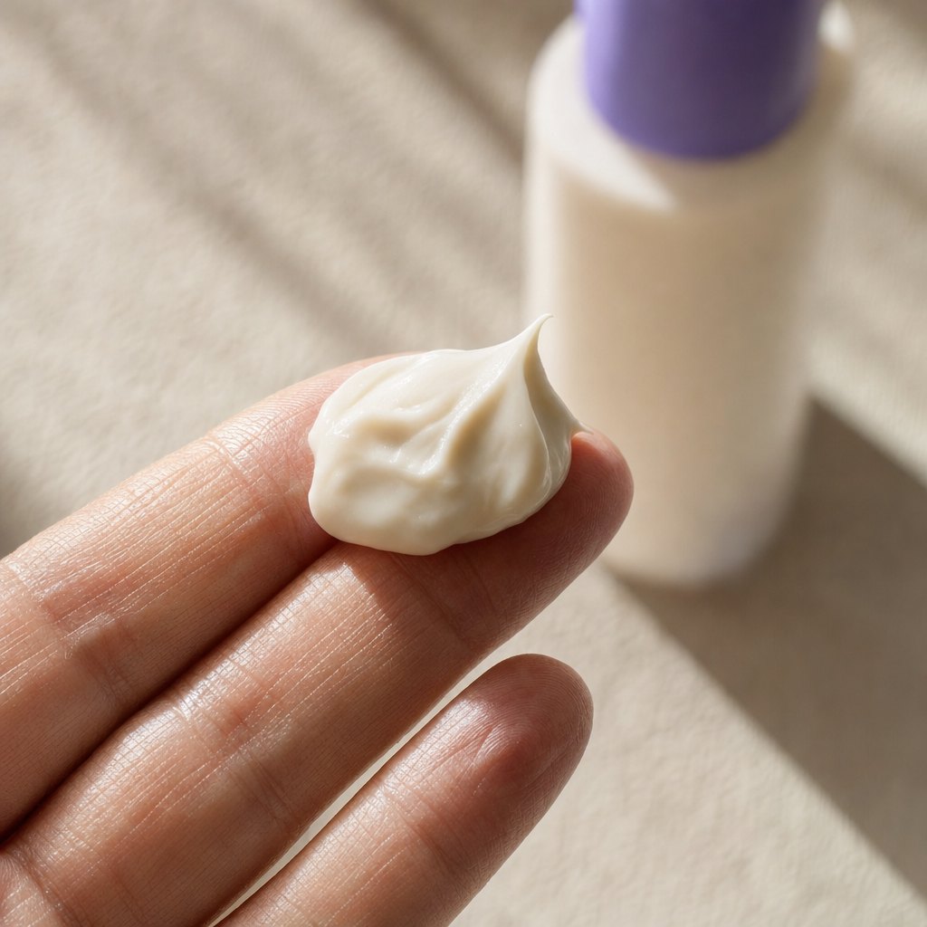 The cream on two fingertips