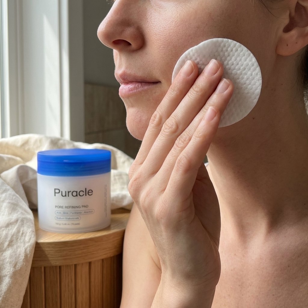 Sweeping a pad along the cheekbone