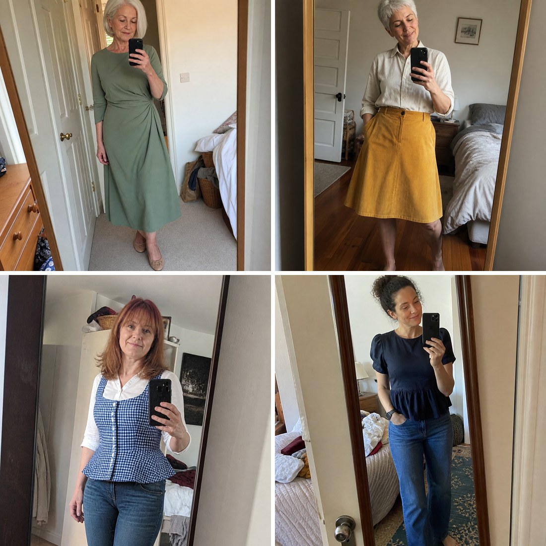 The same shirt pattern made twice, in linen and in a floral cotton