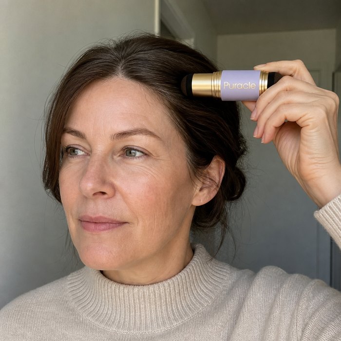 A customer holding the touch-up stick