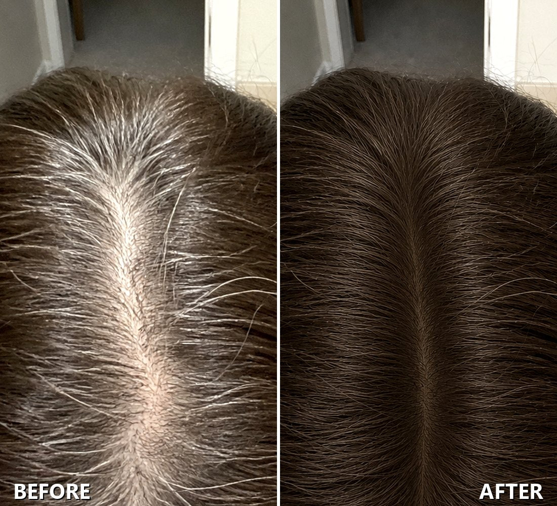 Roots before and after, in Dark Brown