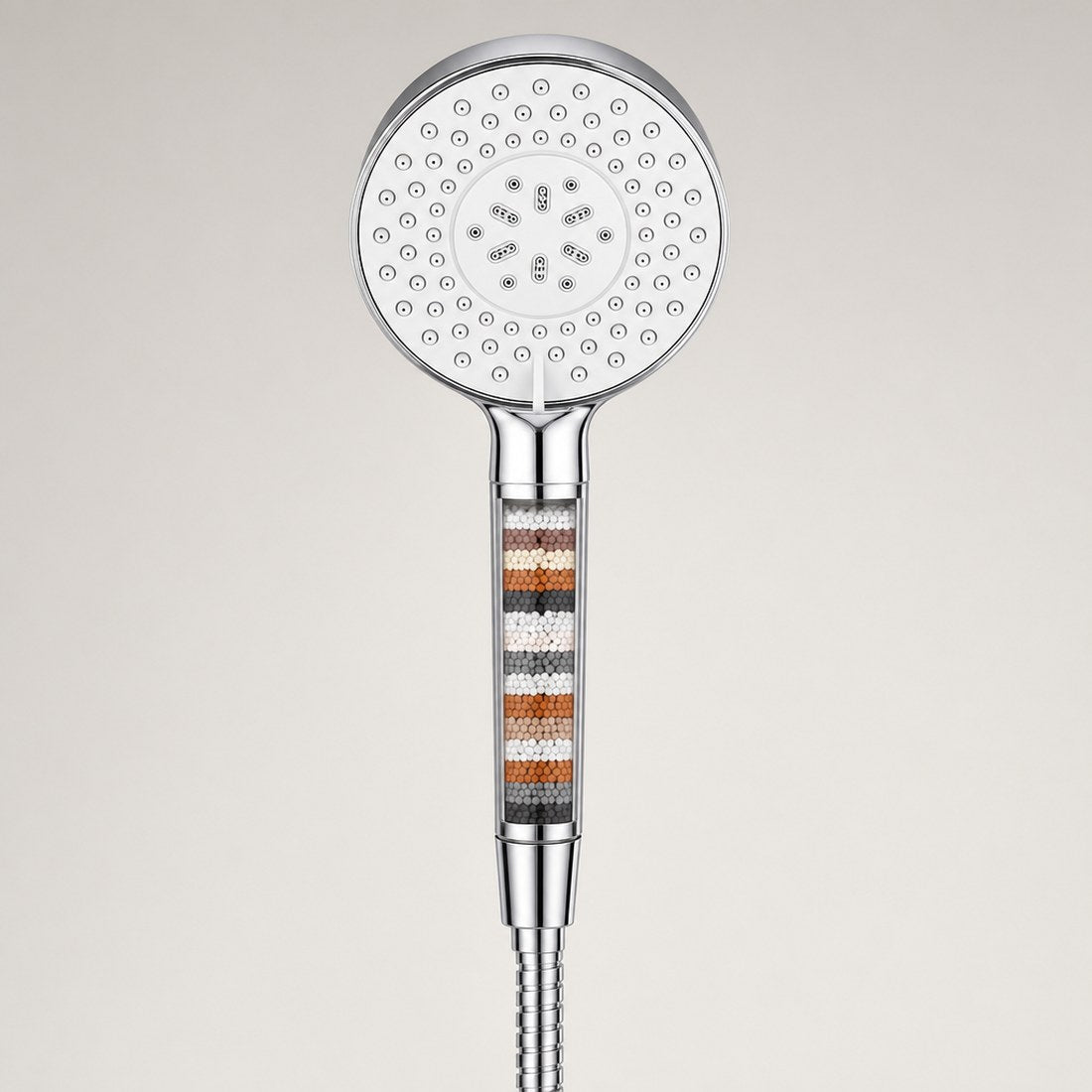 Eight spray settings shown as a labelled dial around the head
