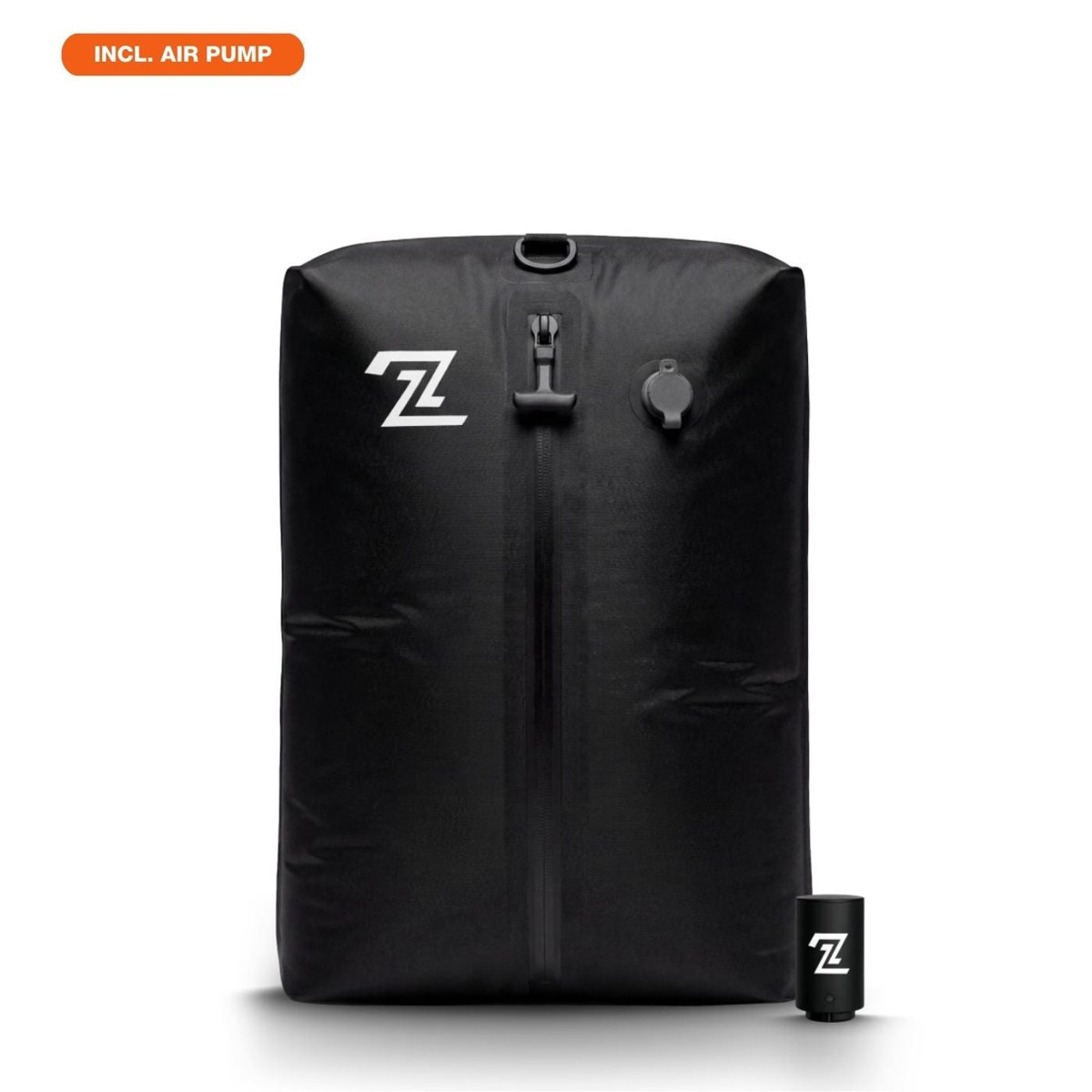 The bag with its USB-C air pump