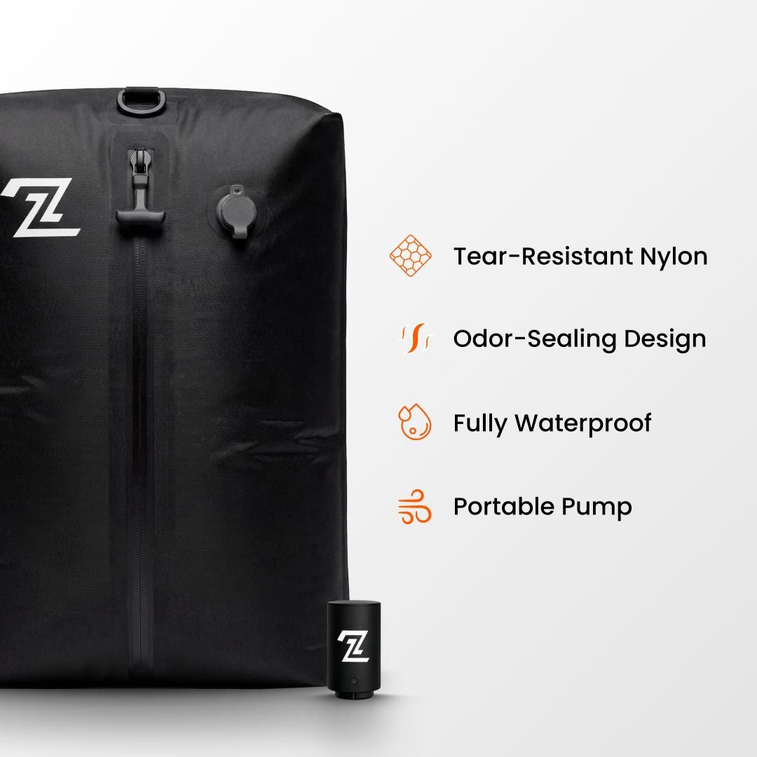 Tear-resistant nylon, odor-sealing, waterproof, portable pump