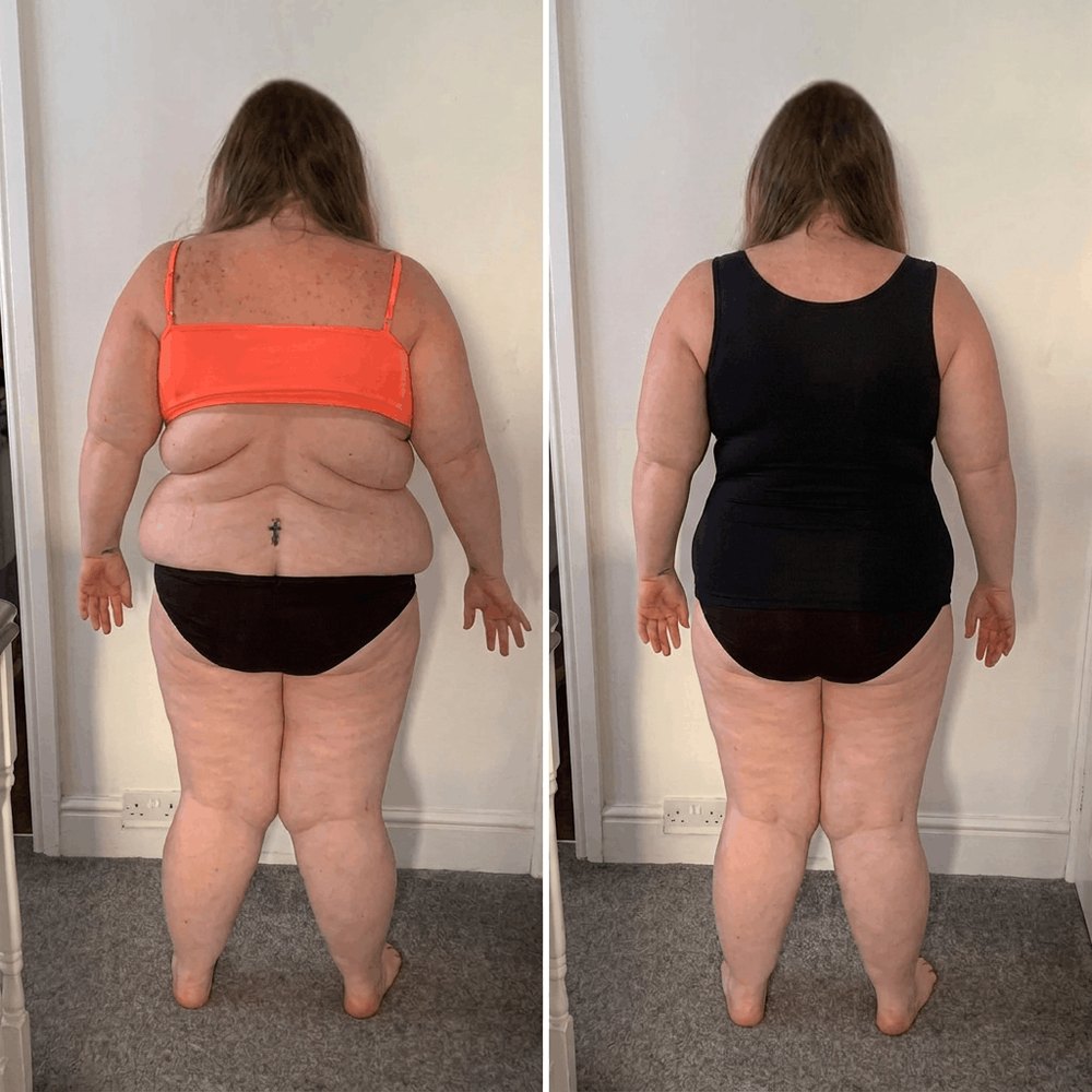 Before and after wearing the tank