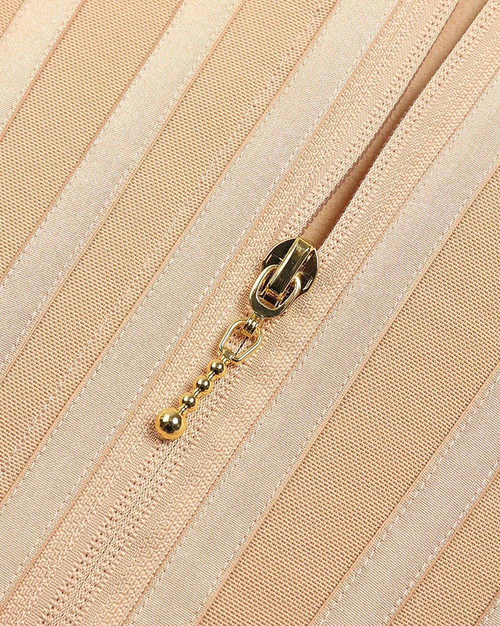 Close-up of the front metal zip